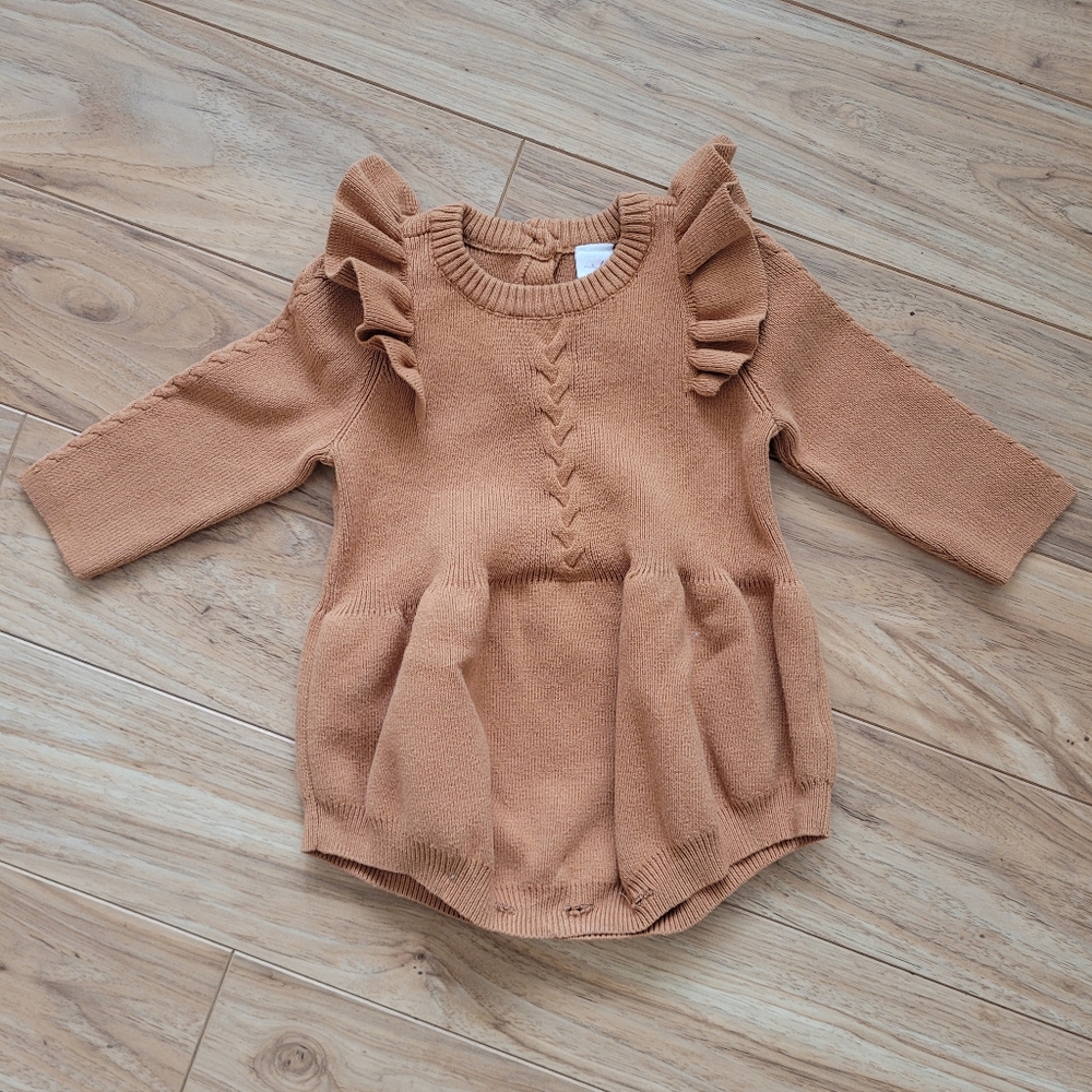 Ruffled Sweater Knit Romper